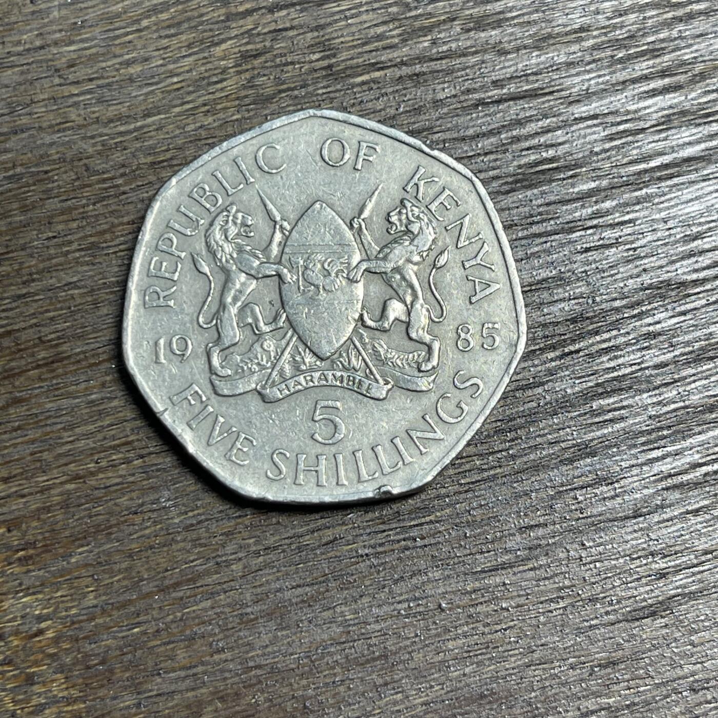 【铜匠收藏】★第137场★散币场。不寄存，30包邮。不满30元，支付5元运费。《接受代拍 代送NGC评级》 100【无寄存】1985 肯尼亚 5先令人镍币