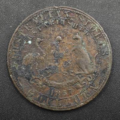 【淘币小摊】实时拍第八百四十八拍   散币银币场   满百包邮可预留二周 每周一统一发货   - 澳大利亚1837年一便士铜币代币