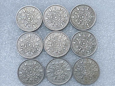 第一海外回流一元起拍收藏 散集专场  第290期 - 英国2先令硬币 9枚