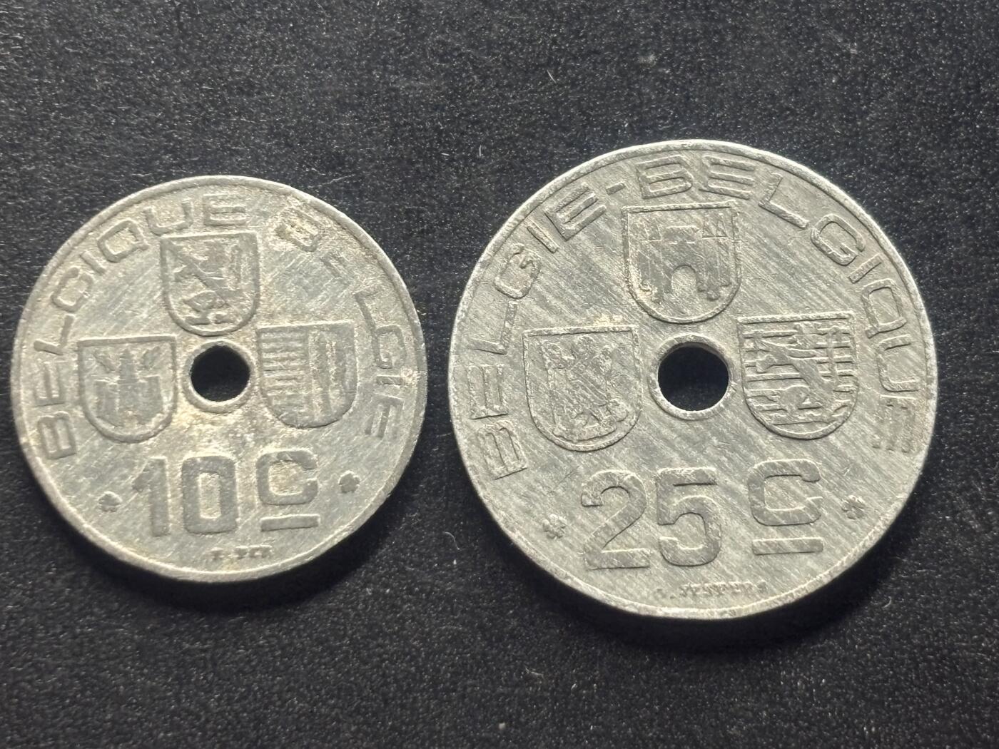 邮泉阁限时拍卖第三十九场 欧洲专场（硬币在国外。请付邮费6元。） 比利时利奥波德三世国王锌币2枚