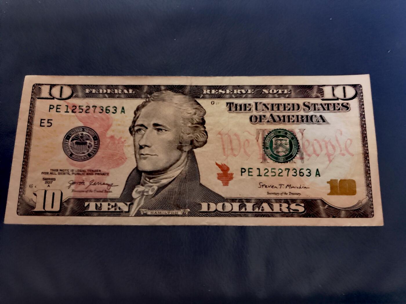 近全新美国2017年10美元靓品纸币