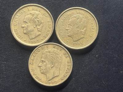 邮泉阁限时拍卖第三十九场 欧洲专场（硬币在国外。请付邮费6元。） 西班牙100比塞塔3枚