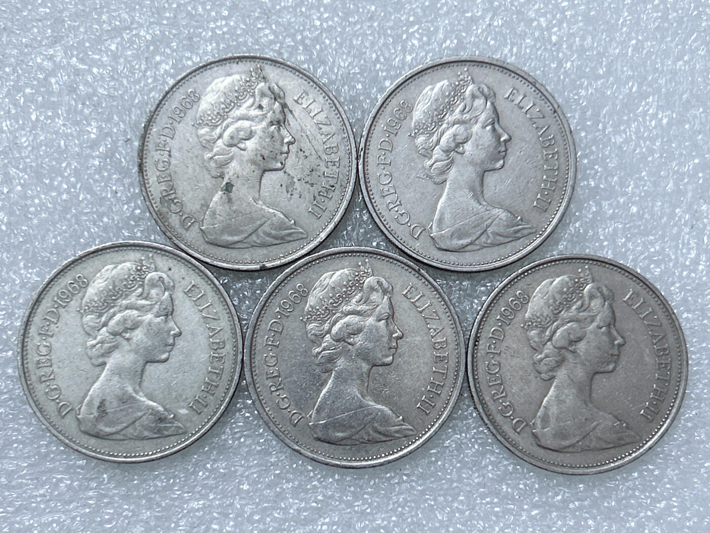 第一海外回流一元起拍收藏 散集专场  第290期 英国1968年10便士硬币 大版 5枚