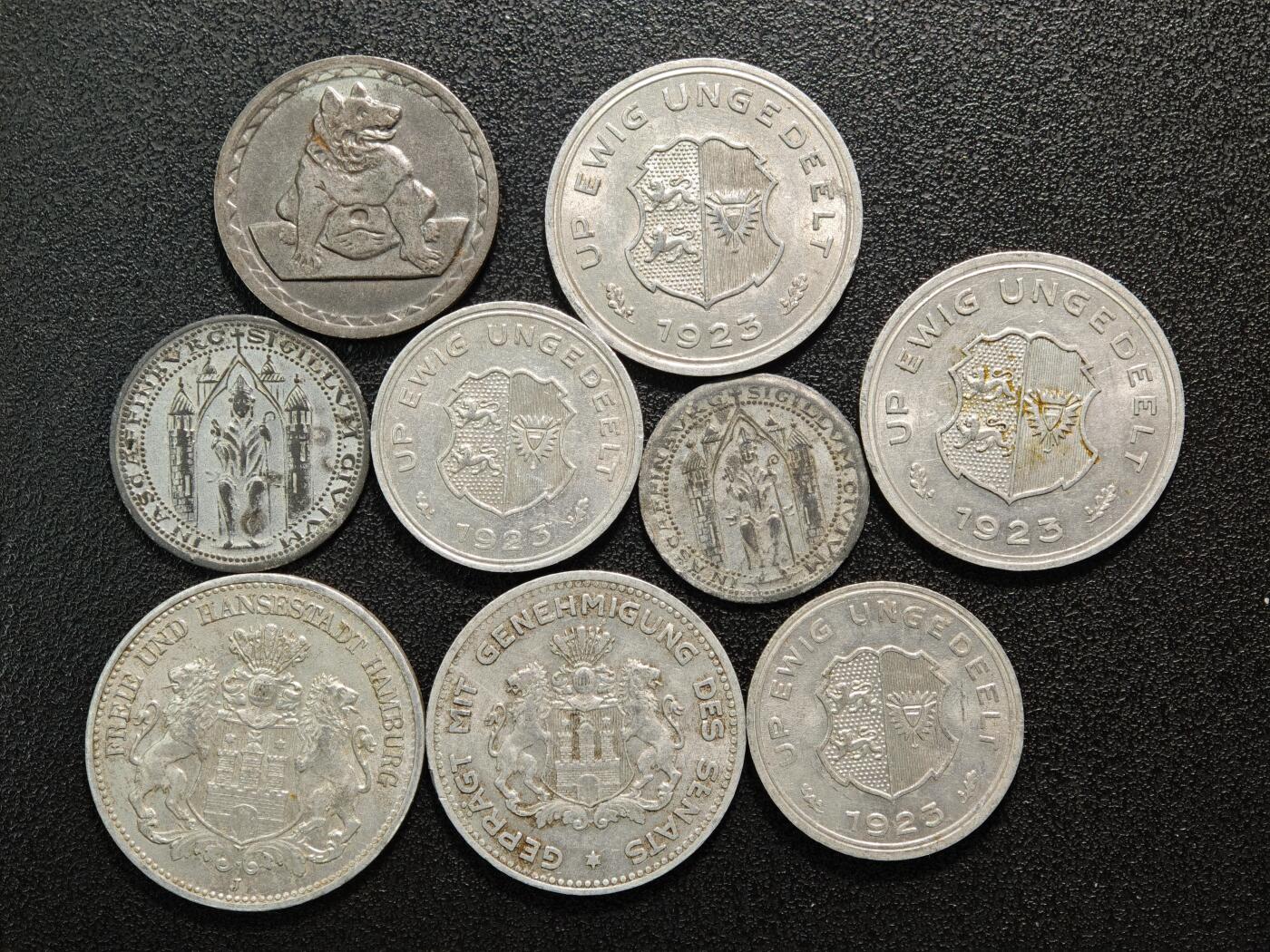 【德藏】世界币章拍卖第161期 9枚一组 德国芬尼及马克 保存不易