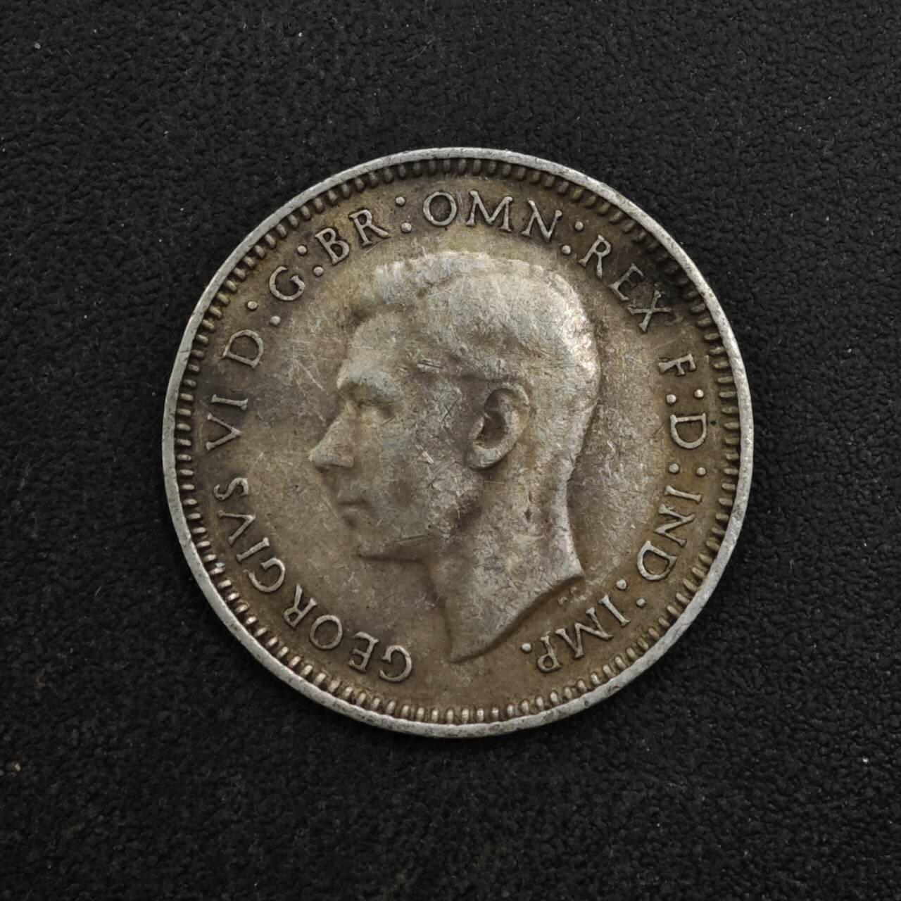 【淘币小摊】实时拍第八百四十八拍   散币银币场   满百包邮可预留二周 每周一统一发货   澳大利亚1939年乔治六世3便士银币