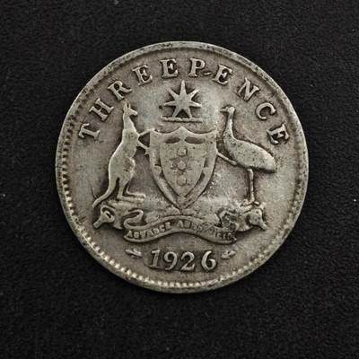 【淘币小摊】实时拍第八百四十九拍   散币银币场   满百包邮可预留二周 每周一统一发货   - 澳大利亚1926年乔治五世3便士银币