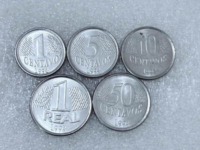 第一海外回流一元起拍收藏 散集专场  第290期 - 巴西1994年不锈钢币5枚套