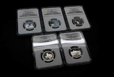 凡希社世界钱币微拍第三百十八期 - 2004美国国家公园银套币五枚NGC-PF69UC，爱荷华等。