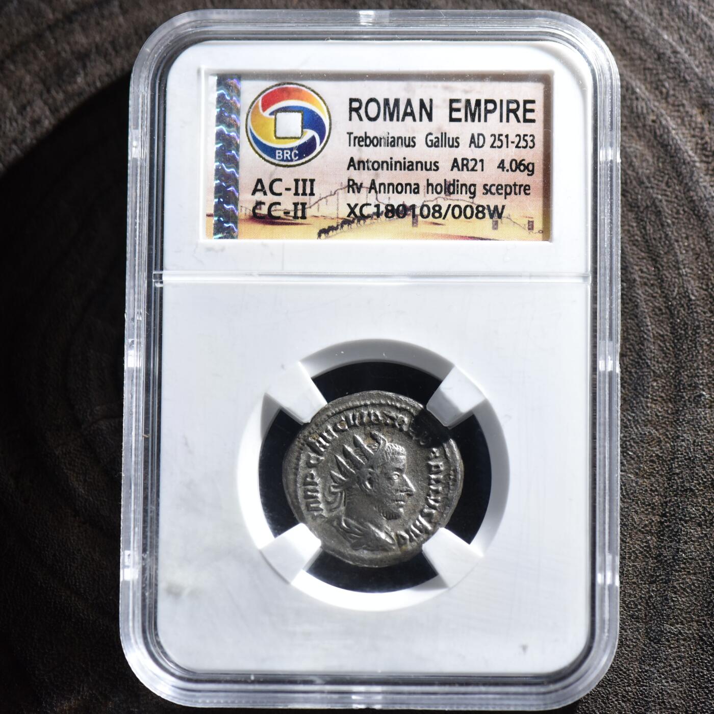 【良泉】【春节前最后一场】2月5日晚19.30点开拍！208组，本场结束后预存钱币的朋友请告知，将连同本场拍品一起邮寄，预祝诸位春节愉快！ 【少见】公元251-253年【古罗马】加卢斯，丰饶女神（annona）安敦尼银币，4.06克