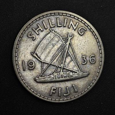 【淘币小摊】实时拍第八百四十九拍   散币银币场   满百包邮可预留二周 每周一统一发货   - 斐济1936年乔治五世一先令银币