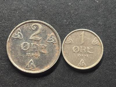 邮泉阁限时拍卖第三十九场 欧洲专场（硬币在国外。请付邮费6元。） - 挪威哈康七世国王铁币2枚