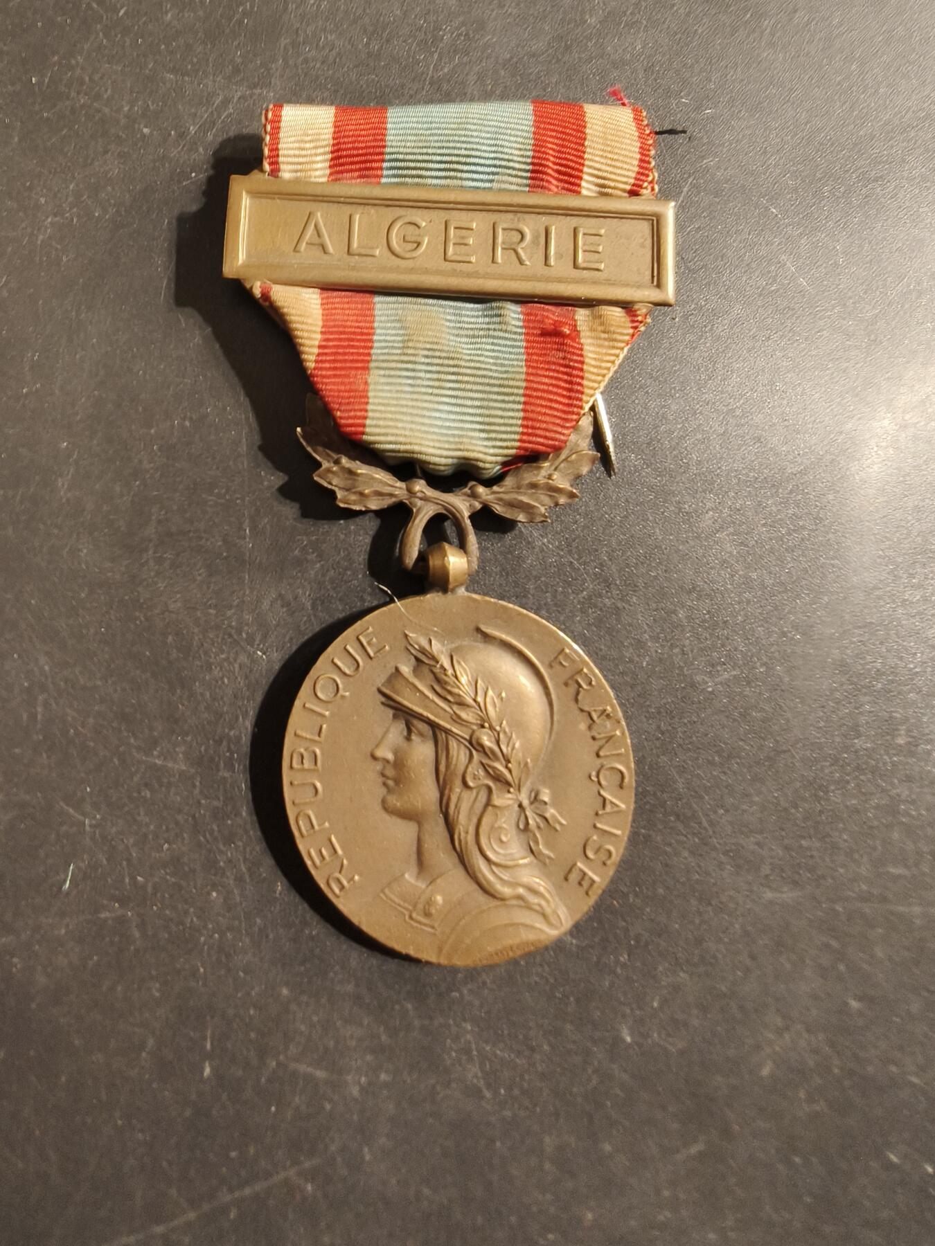 老王徽章第176期 法国北非安全行动战役奖章    阿尔及利亚勋条