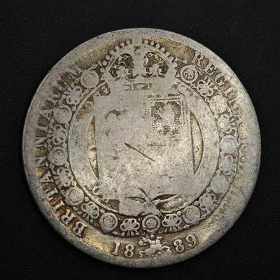 【淘币小摊】实时拍第八百四十九拍   散币银币场   满百包邮可预留二周 每周一统一发货   - 英国1889年维多利亚半克朗银币