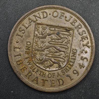 【淘币小摊】实时拍第八百四十九拍   散币银币场   满百包邮可预留二周 每周一统一发货   - 泽西岛1945年乔治六世1/12先令铜币
