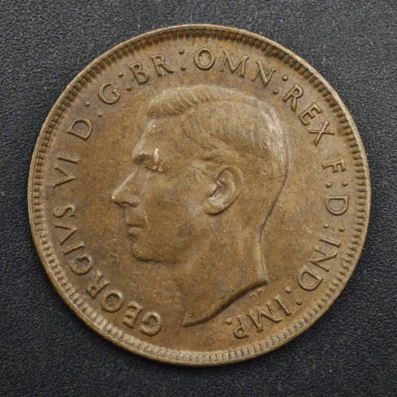 【淘币小摊】实时拍第八百四十八拍   散币银币场   满百包邮可预留二周 每周一统一发货   澳大利亚1945年乔治六世一便士铜币