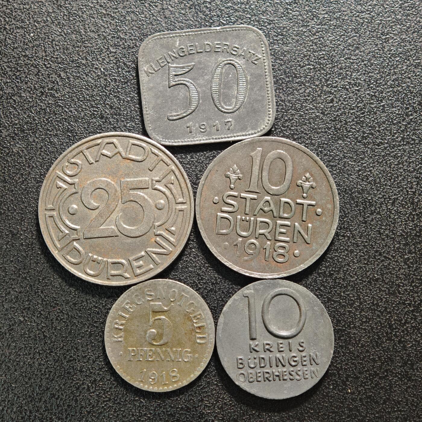 【德藏】世界币章拍卖第161期 5枚一组 德国德紧时期铁币 保存不易