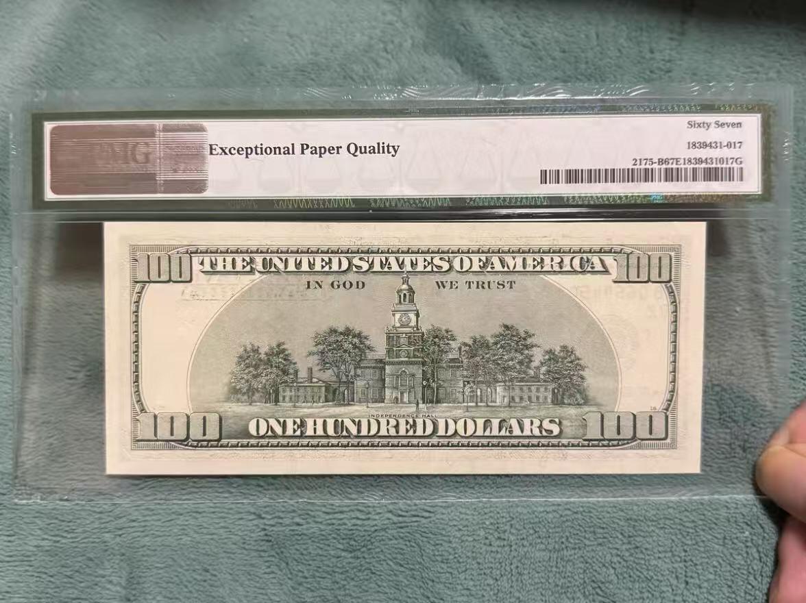 【礼羽收藏】🌏世界钱币拍卖第119期 美国 1996年100美元 大头首发年 PMG67EPQ 高分