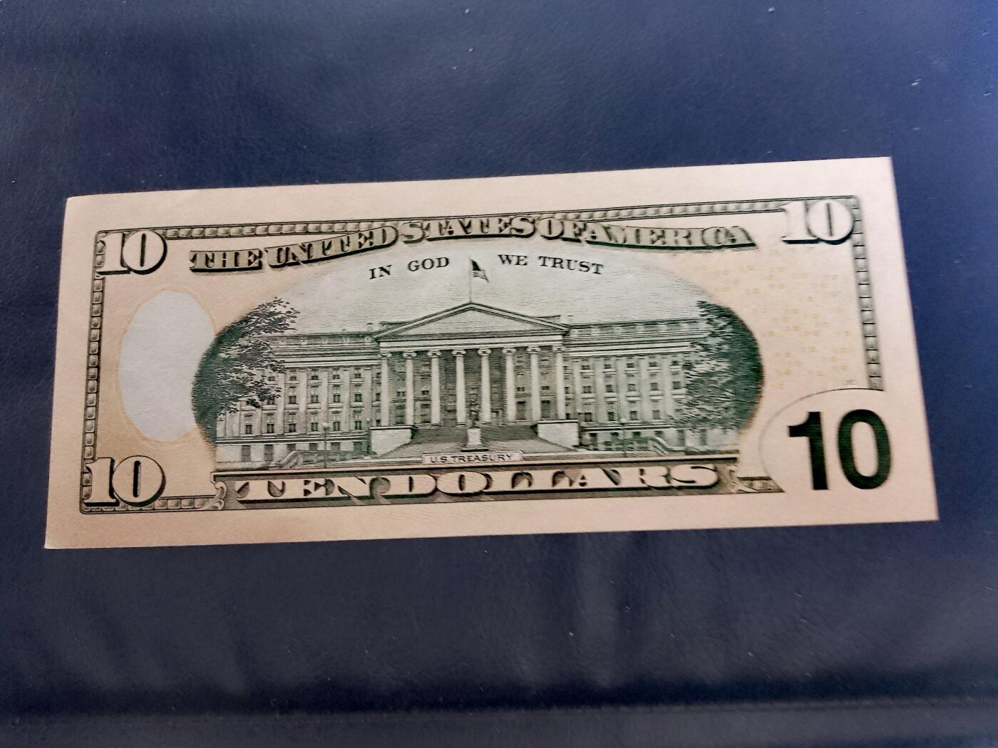 全新美国2017年10美元双喜号靓品纸币