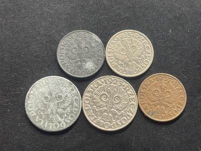 邮泉阁限时拍卖第三十九场 欧洲专场（硬币在国外。请付邮费6元。） 波兰第二共和国5枚