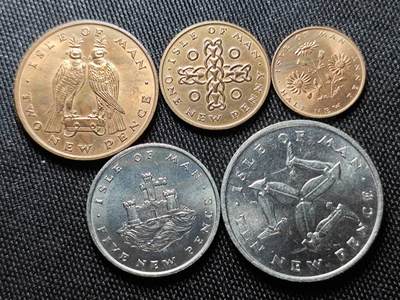 KK钱币收藏小铺  第400期  百期特拍（四拍之四）2月预留时间 周末发货 -  1971/1973年马恩岛大小面值一组