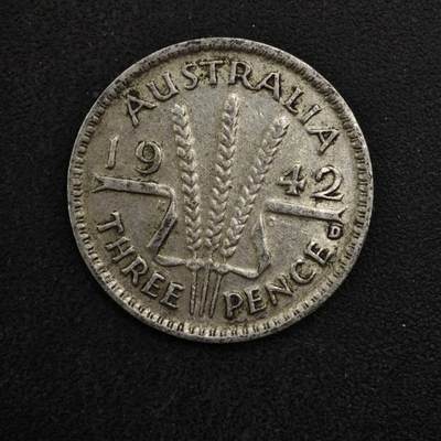 【淘币小摊】实时拍第八百四十九拍   散币银币场   满百包邮可预留二周 每周一统一发货   - 澳大利亚1942年乔治六世3便士银币