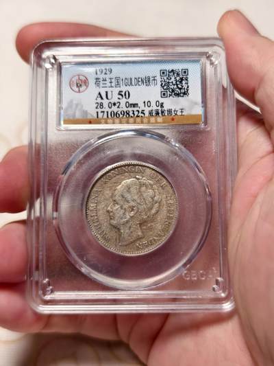 抚柳草堂-第七期章牌钱币 奖章勋章限时免佣 满百包邮 放漏专场 - 1929荷兰王国1GULDEN银币 威廉敏娜女王 公博au50细节漂亮压力足