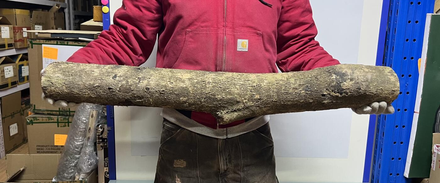 零元拍： 01-09-1金丝楠 原木 风水柱 横财（材）带皮， 尺寸：92/10/11CM。5.3公斤