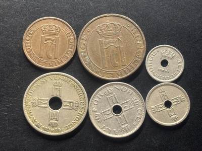 邮泉阁限时拍卖第三十九场 欧洲专场（硬币在国外。请付邮费6元。） 挪威哈康七世国王6枚