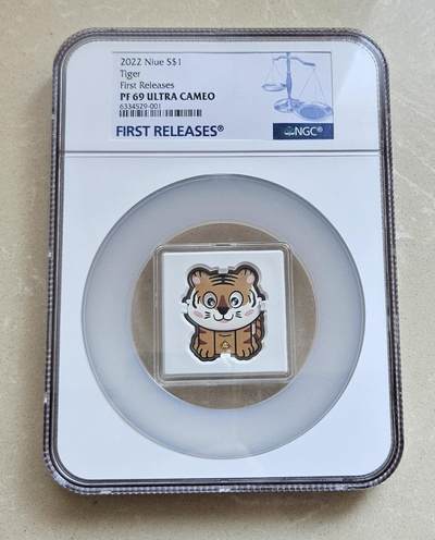 【币将精彩】世界钱币拍卖（2026-1-28） - 纽埃2022年卡通虎彩色银币NGC评级币