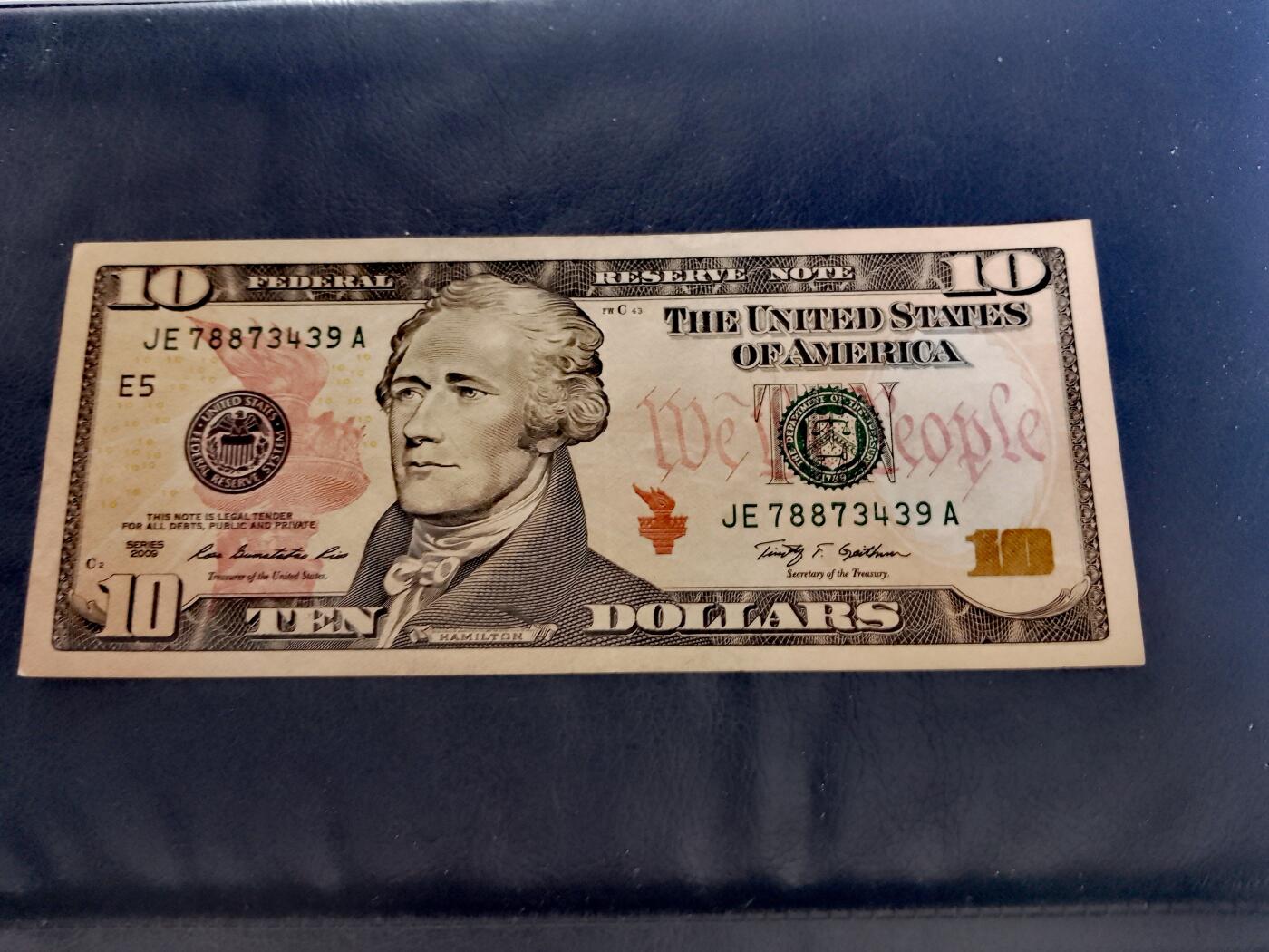 全新美国2009年10美元靓品纸币