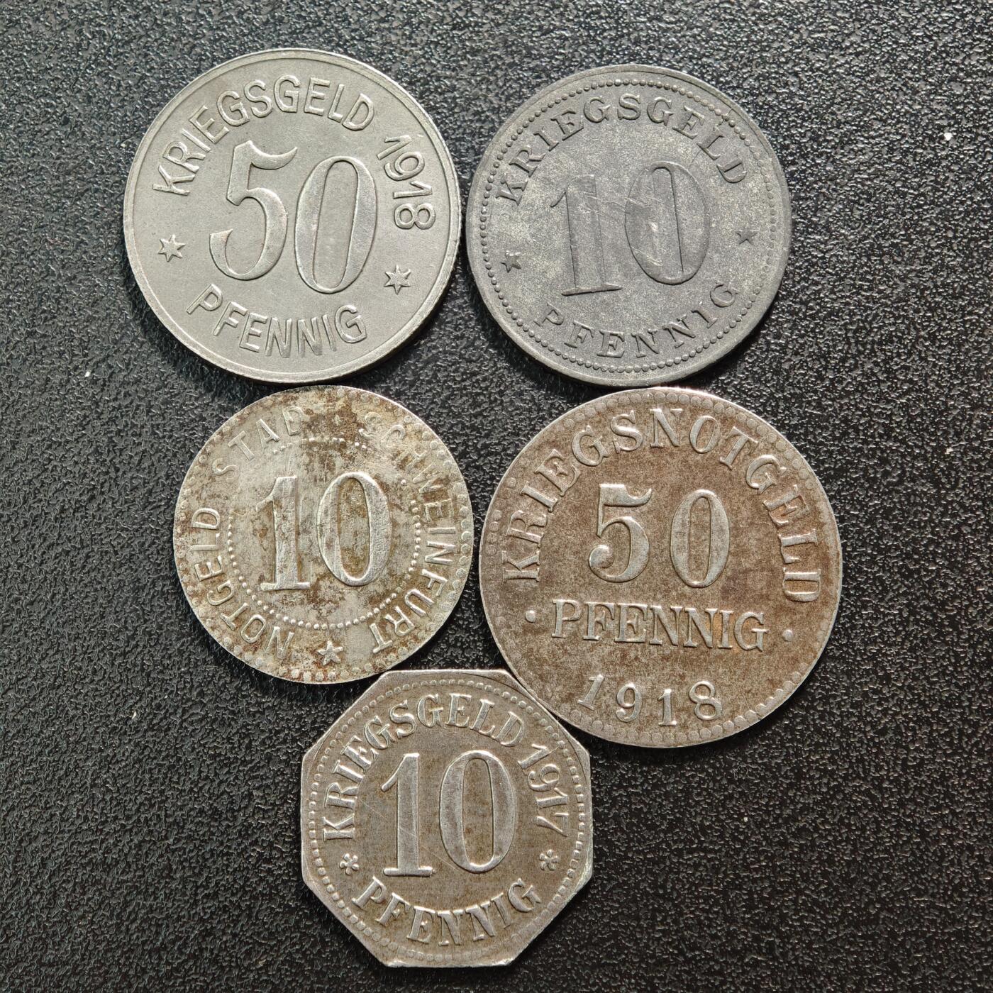 【德藏】世界币章拍卖第161期 5枚一组 德国德紧时期铁币 保存不易