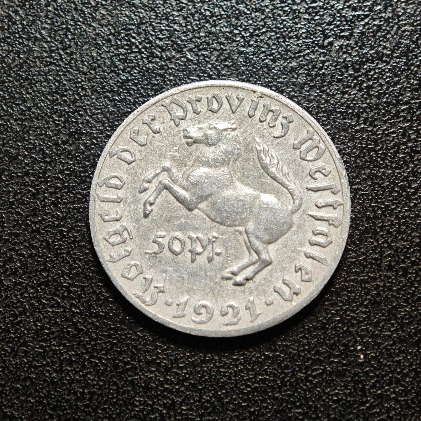 【德藏】世界币章拍卖第161期 2枚一组 1921年 德国德紧时期马币铝币 NGC UNC 及 1921年 德国德紧时期50芬尼马币铝币