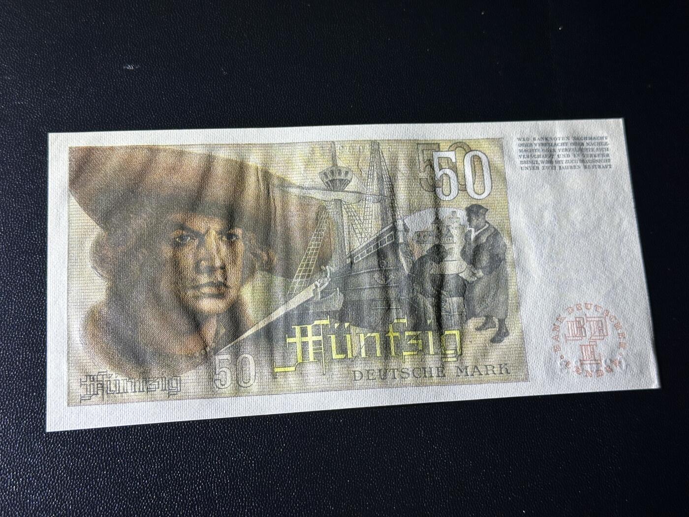 《外钞收藏家》第六百零一期（畅拍场）（本平台长期征集拍品、欢迎藏友们联系合作） 1948年德国50马克 基本全新 一个角轻微不绝