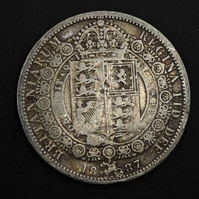 【淘币小摊】实时拍第八百四十九拍   散币银币场   满百包邮可预留二周 每周一统一发货   - 英国1887年维多利亚半克朗银币