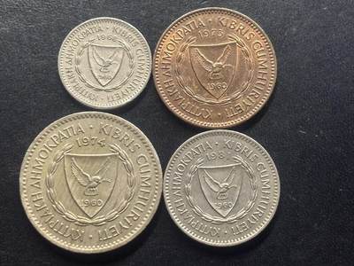 邮泉阁限时拍卖第三十九场 欧洲专场（硬币在国外。请付邮费6元。） 塞浦路斯1963-1982年4枚