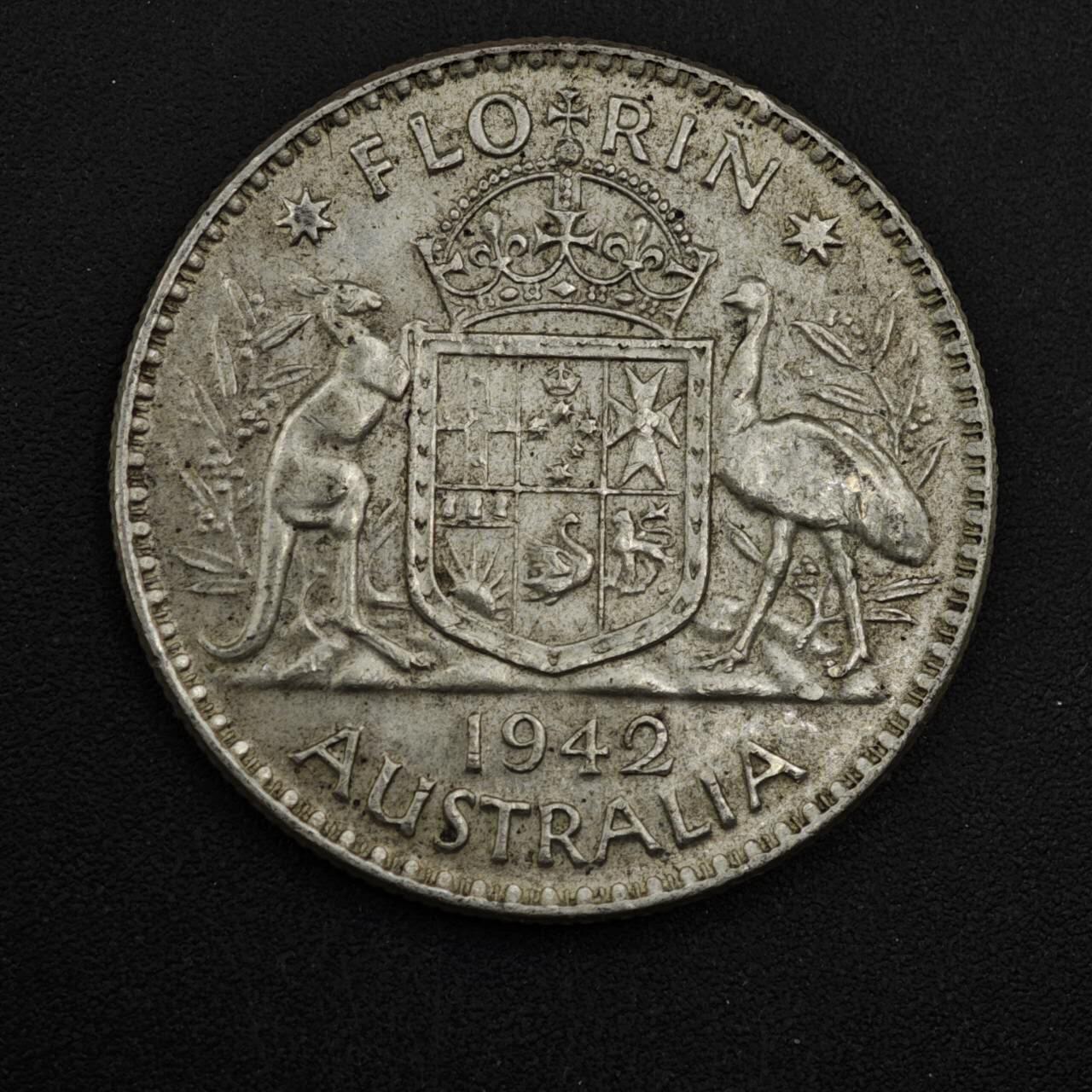 【淘币小摊】实时拍第八百四十八拍   散币银币场   满百包邮可预留二周 每周一统一发货   澳大利亚1942年乔治六世弗洛林银币