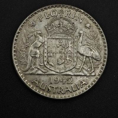 【淘币小摊】实时拍第八百四十九拍   散币银币场   满百包邮可预留二周 每周一统一发货   - 澳大利亚1942年乔治六世弗洛林银币
