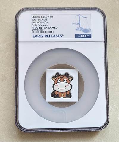 【币将精彩】世界钱币拍卖（2026-2-4） - 纽埃2021年卡通牛彩色银币NGC评级币