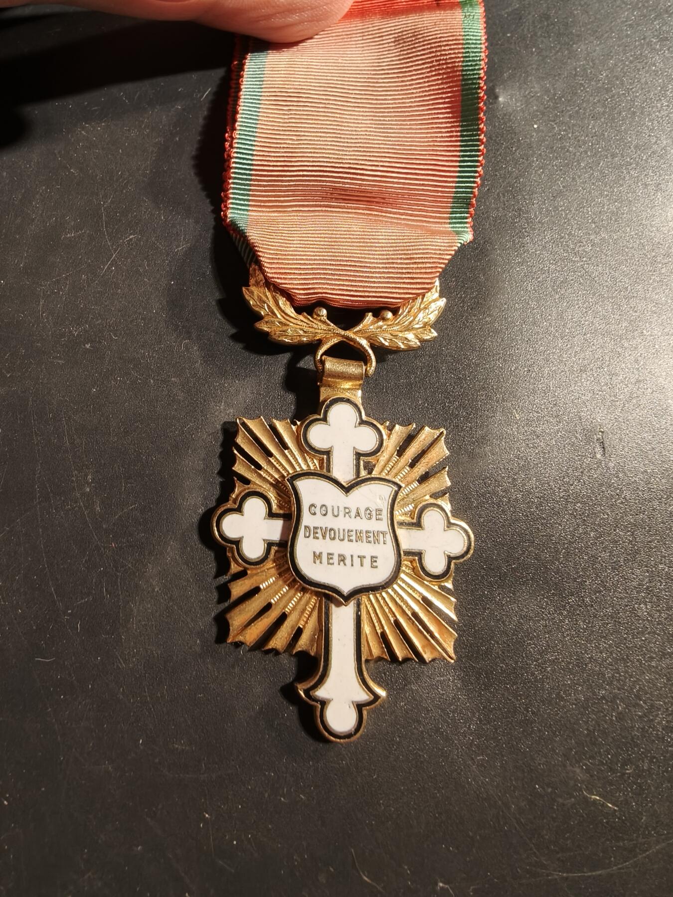 老王徽章第176期 法国骑士级英勇奉献功绩十字勋章     原盒      旨在鼓励和表彰在文化、艺术、文学、科学和体育领域为提升法国声望做出贡献的人士。