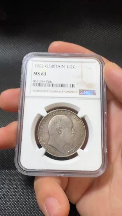 “甄选寰宇 · 臻藏岁华”新年精品场（直播拍卖）-甄臻铺-世界币章拍卖（第47期）送拍享返佣金等优惠多多 NGC-MS63 1902年英国爱七1/2克朗银币 淡金色包浆十分温润 流通品种 ms难得 普制爱七中打制较良好的状态