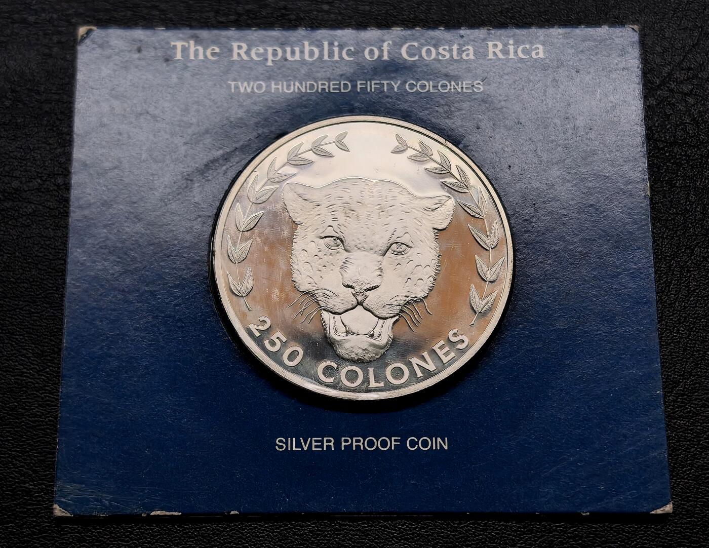 凡希社世界钱币微拍第三百十八期 荐！1982哥斯达黎加美洲豹250Colones精铸大银，富兰克林厂官方塑封卡装（原厂密封状态，无开裂），当代美洲珍稀品种。（视频参考）