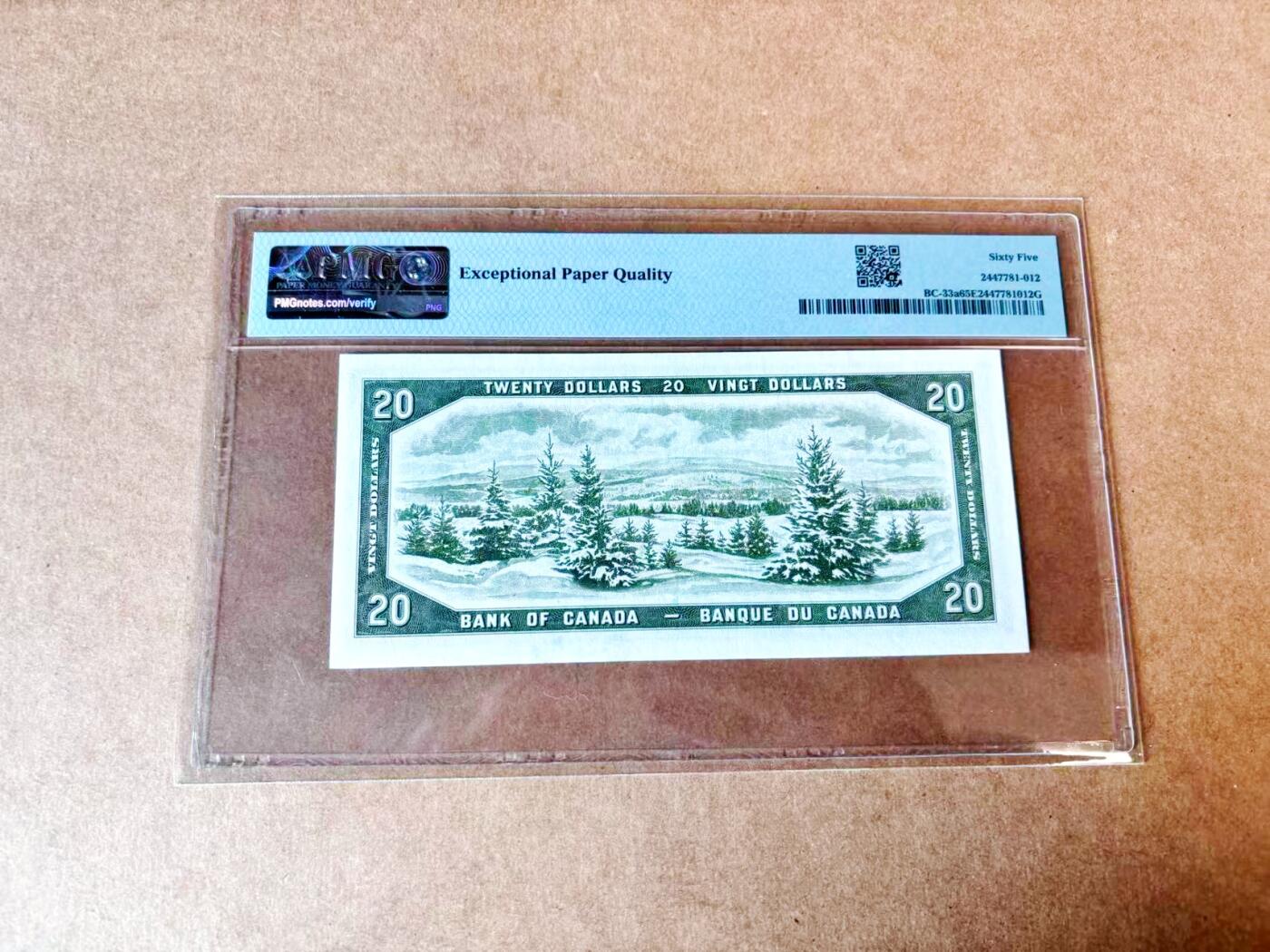 【Blue Auction】世界纸币精拍第774期——18级TOP拍卖/信誉/品质/专业/高效💫 【魔鬼脸 a版首签 首发冠】加拿大1954 年20元 PMG65EPQ和普通b版主要区别在于是央行首任行长Graham Towers签名的最后一版纸币