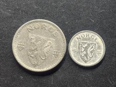 邮泉阁限时拍卖第三十九场 欧洲专场（硬币在国外。请付邮费6元。） 挪威哈康七世国王锌币2枚