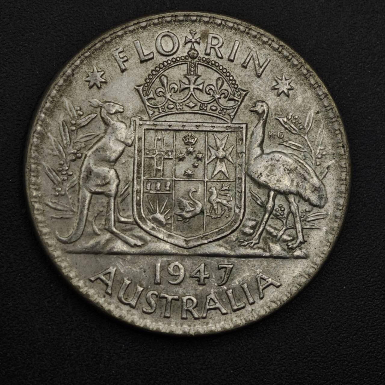 【淘币小摊】实时拍第八百四十八拍   散币银币场   满百包邮可预留二周 每周一统一发货   澳大利亚1947年乔治六世弗洛林银币