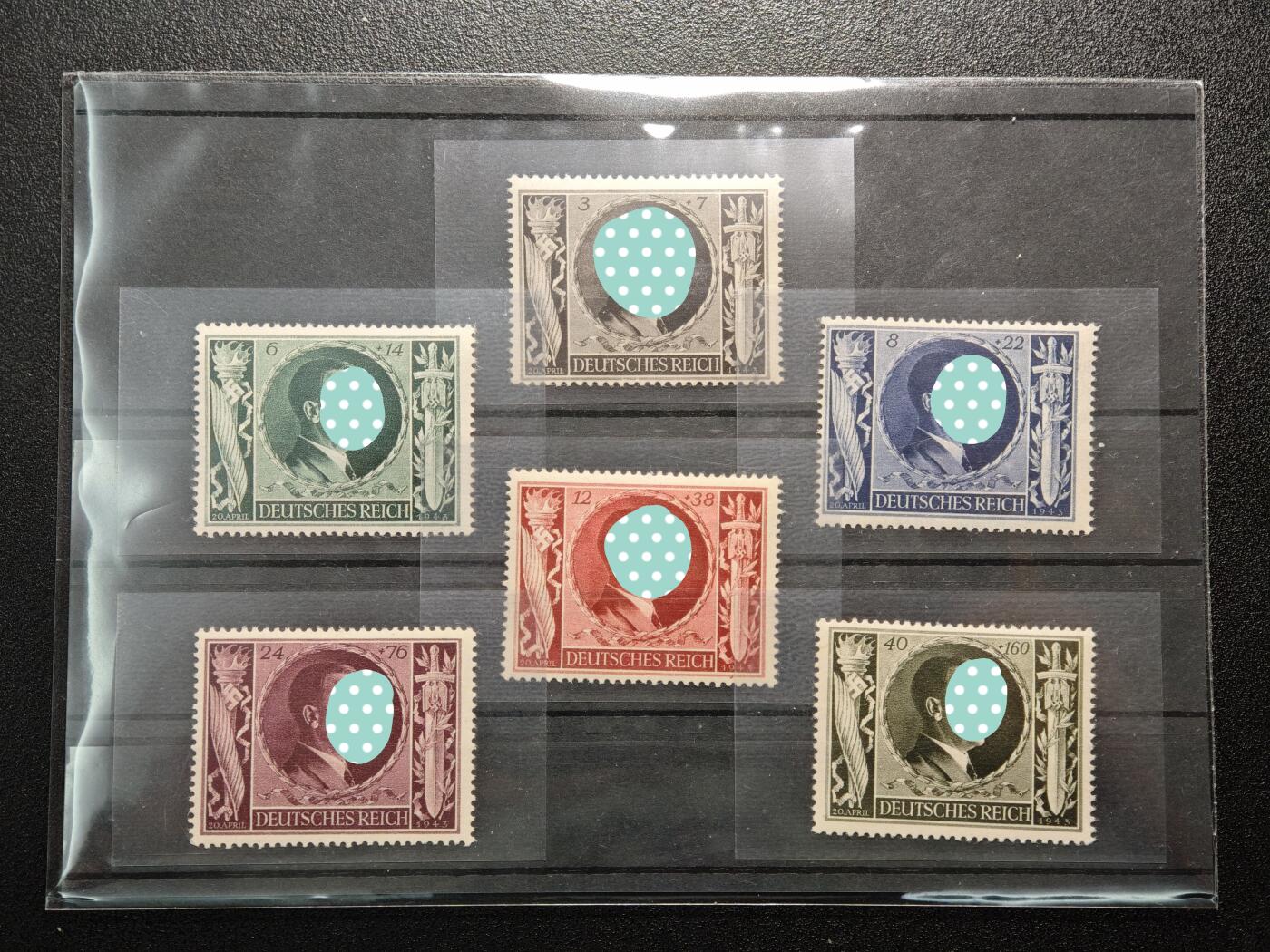 【德藏】世界币章拍卖第161期 6张一组 1943年 德国民族社会主义工人党党首头像邮票 （原图请联系客服）