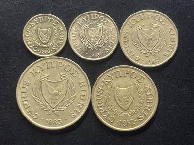 邮泉阁限时拍卖第三十九场 欧洲专场（硬币在国外。请付邮费6元。） 塞浦路斯1983-2007年5枚