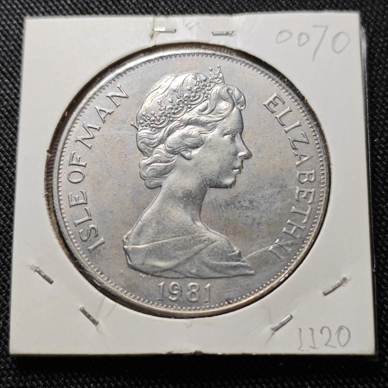 KK钱币收藏小铺  第400期  百期特拍（四拍之四）2月预留时间 周末发货 1981马恩岛1克朗纪念币 齐切斯特爵士纪念  