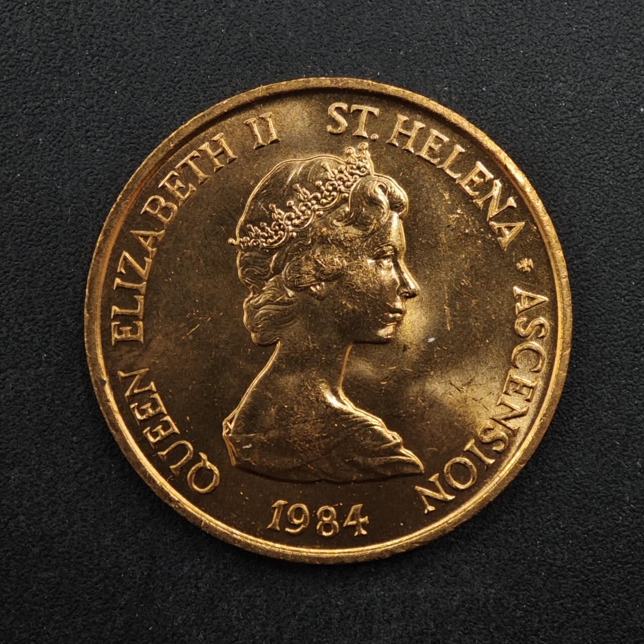 【淘币小摊】实时拍第八百四十六拍   散币场   满百包邮可预留二周 每周一统一发货   圣赫勒拿1984年2便士毛驴铜币