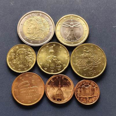 【全场包邮】纯粹捡漏拍494场 - 意大利2002年首发版欧元8枚套币