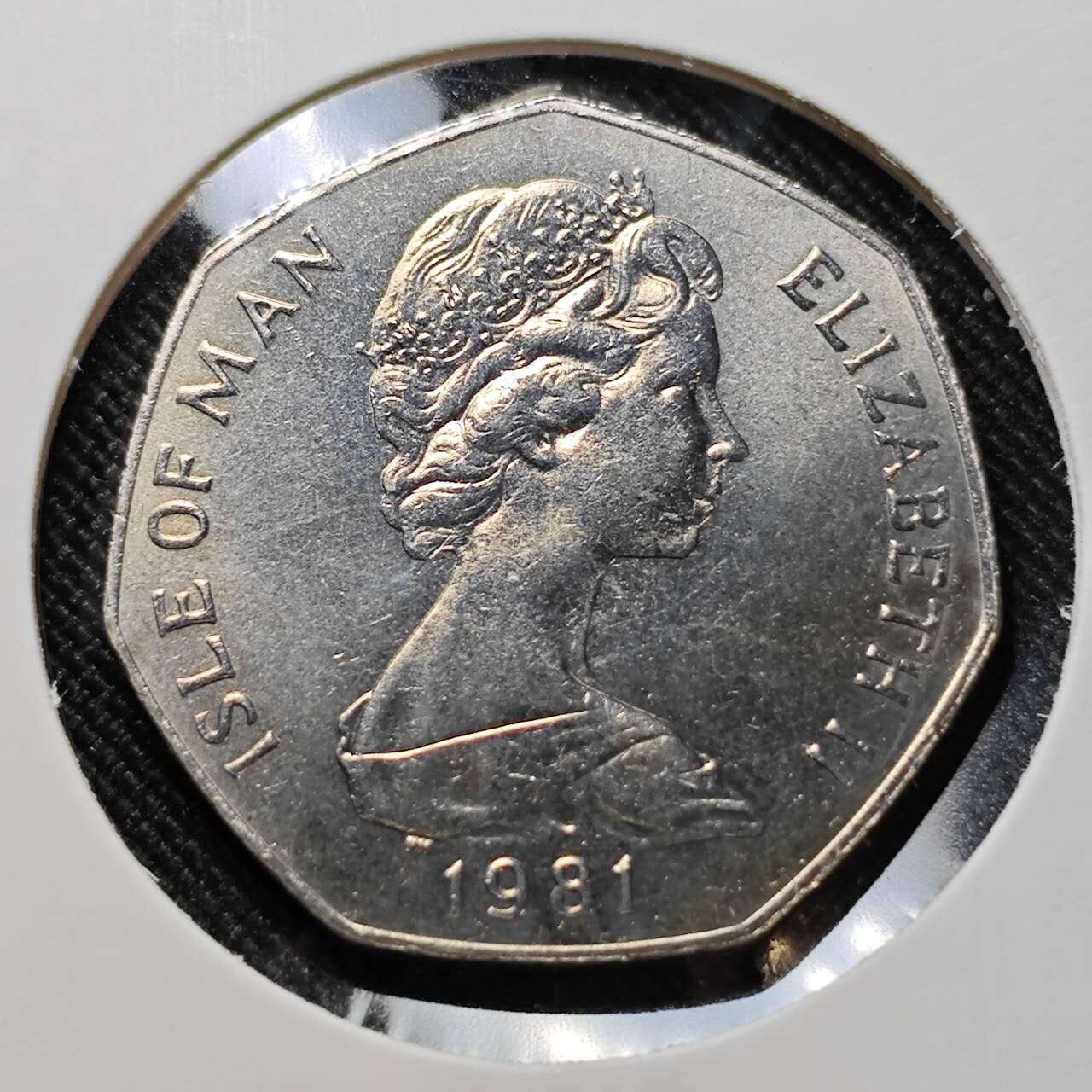 KK钱币收藏小铺  第400期  百期特拍（四拍之四）2月预留时间 周末发货  1981马恩岛50便士 摩托车比赛纪念